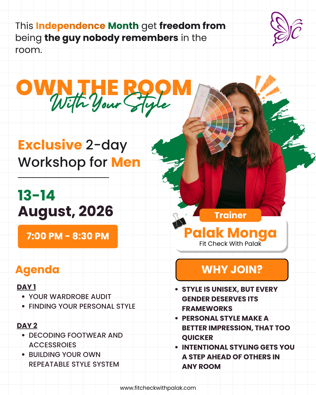 Own The Room With Your Style — a 2-day styling workshop for men by Fit Check With Palak