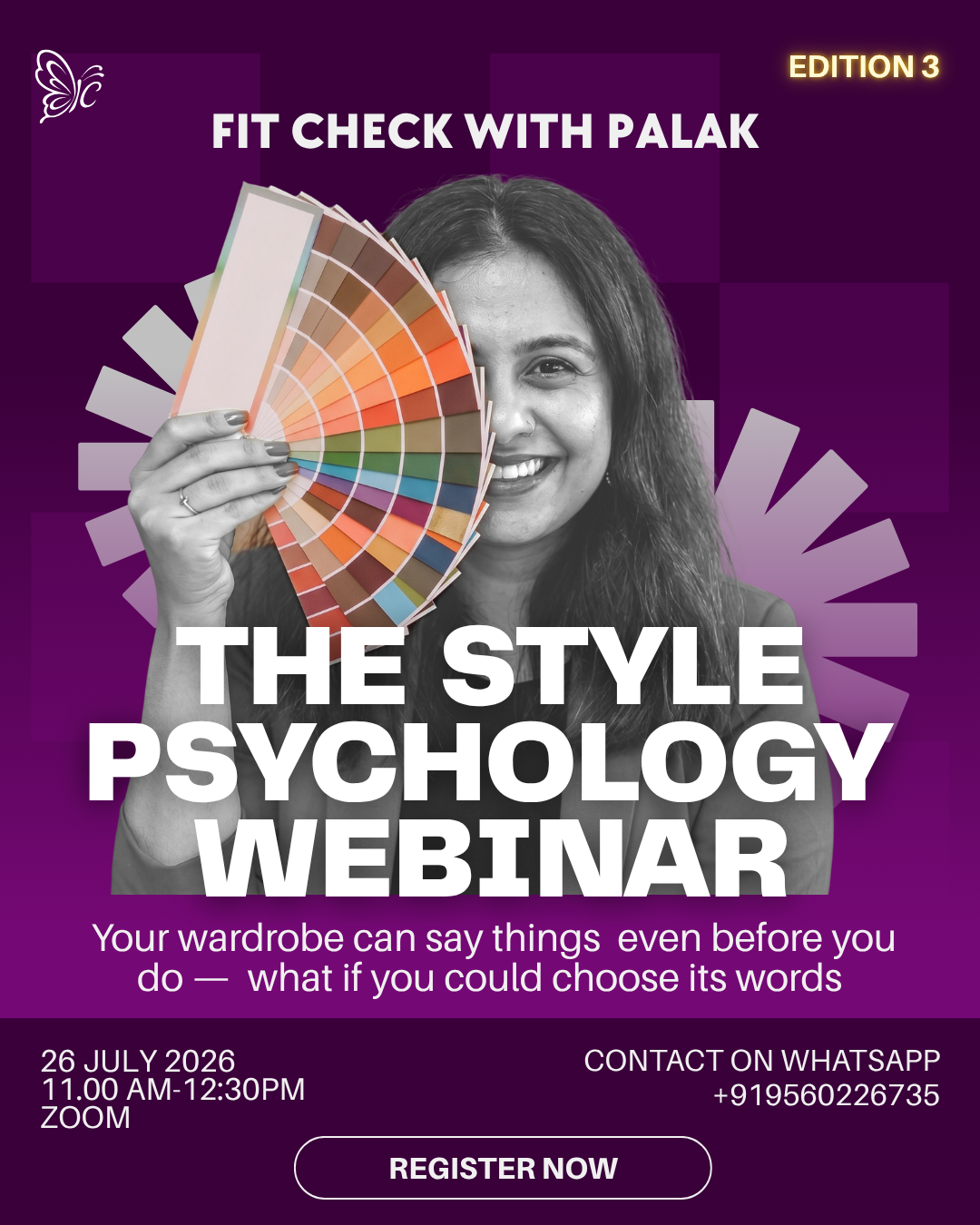 The Style Psychology webinar poster — Fit Check With Palak, Edition 3